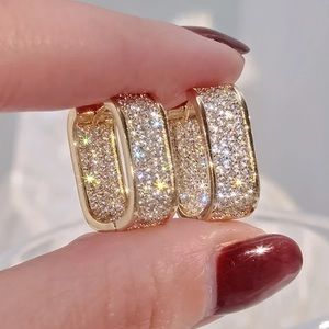 NEW Hip Hop Fashion Paved CZ Hoop Earrings